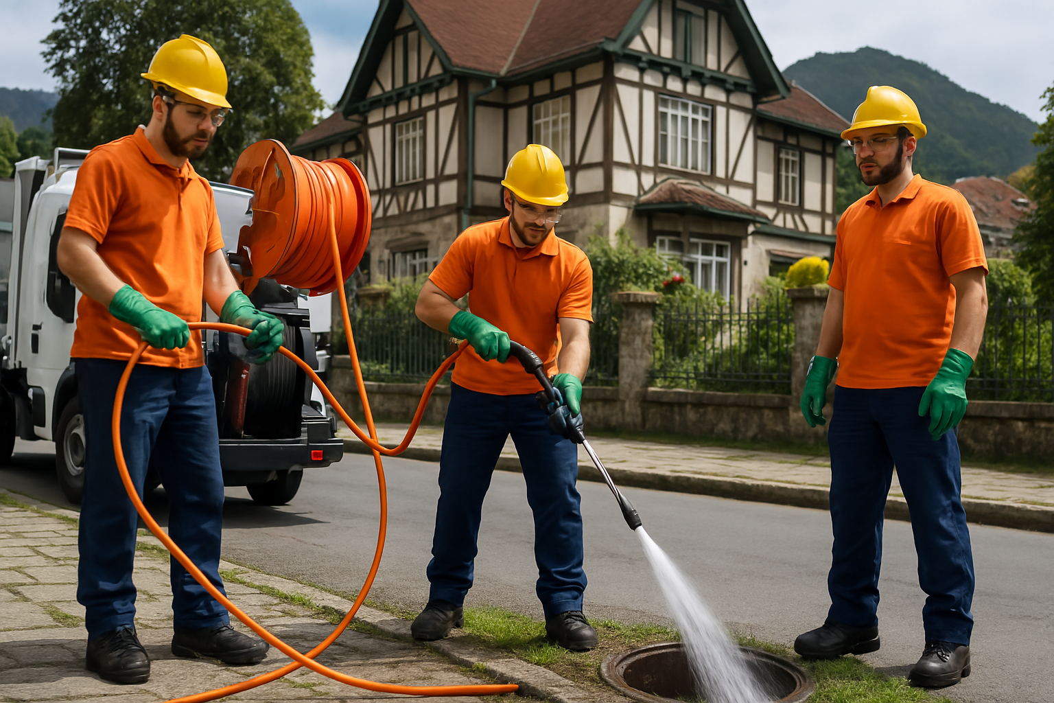 Equipe de desentupidora em Petrópolis em ação